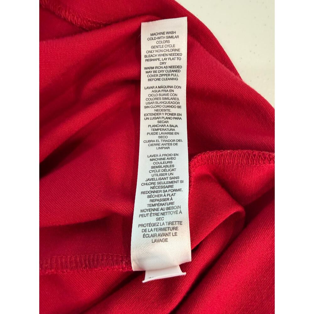 ✨ CHICO’S Red Ponte Bell Sleeve Sheath Dress 1 M Stretch LRD ❤️ - Picture 7 of 9